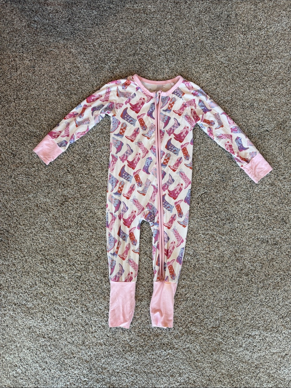 Girls 2T In My Jammers Boot Print Zip Front Footed Pajamas